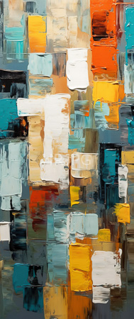 High Resolution: Abstract digital painting features an array of rectangular brush-stroke textures in vibrant colors including orange teal blue white yellow and brown download. | HRJPG.com