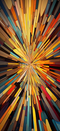 High Resolution: Abstract artwork features numerous elongated colorful rectangular shapes radiating from a central point like celestial rays or starbursts download. | HRJPG.com