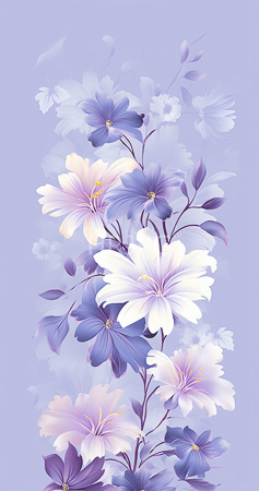 High Resolution: Delicate pastel-colored flowers in shades of purple and white on a lavender background with large blossoms having soft gradients from light to dark hues download. | HRJPG.com