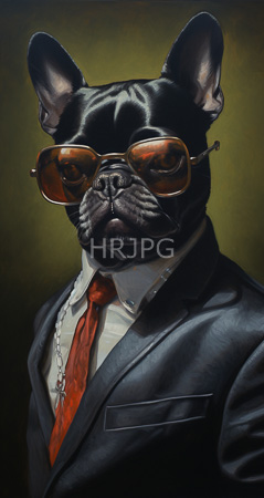 High Resolution: Anthropomorphic black canid wears brown aviator sunglasses a white dress shirt with rolled-up sleeves and a dark leather suit jacket with a red patterned tie loosely knotted download. | HRJPG.com