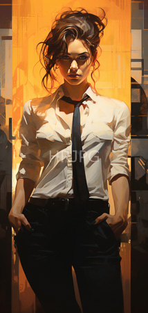 High Resolution: Attractive figure with tousled brown hair wears glasses and a white button-up shirt slightly unbuttoned revealing cleavage with a black tie loosely hanging down download. | HRJPG.com