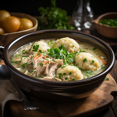 High Resolution: Hearty beef and potato soup in an earthenware bowl garnished with fresh parsley on a wooden table includes visible chunks of tender meat creamy potatoes and carrot slices download. | HRJPG.com
