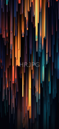 High Resolution: Abstract artwork features vertical rectangular blocks in varying sizes and colors orange yellow teal blue stacked haphazardly against each other on an otherwise dark background download. | HRJPG.com