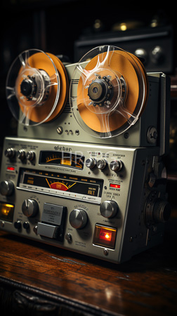 High Resolution: Old silver vintage stereo receiver with two large wooden tonearms on top and numerous dials buttons knobs below with an illuminated red button glowing softly download. | HRJPG.com