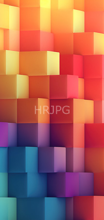 High Resolution: Abstract artwork features overlapping semi-transparent geometric cubes in vibrant colors including reds oranges yellows purples and blues creating a layered effect download. | HRJPG.com