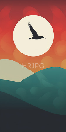 High Resolution: Abstract sunset landscape featuring rolling hills in teal and dark green hues with soft gradient colors download. | HRJPG.com