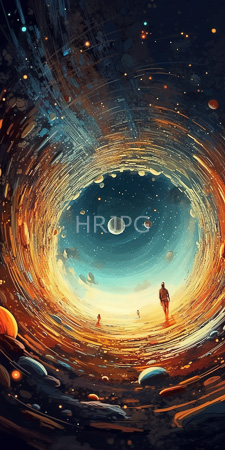 High Resolution: Ethereal swirling vortex of cosmic energy with vibrant orange and blue hues download. | HRJPG.com