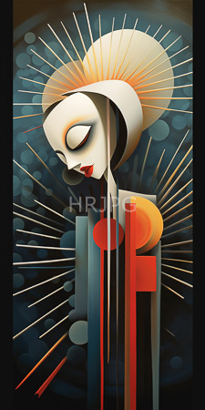 High Resolution: Abstract digital artwork featuring a stylized androgynous figure with white skin and closed eyes wearing black earpieces download. | HRJPG.com
