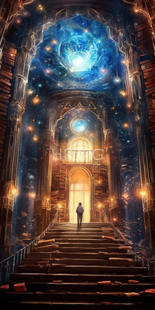 High Resolution: Ethereal grand cathedral with towering arches and intricate golden details download. | HRJPG.com
