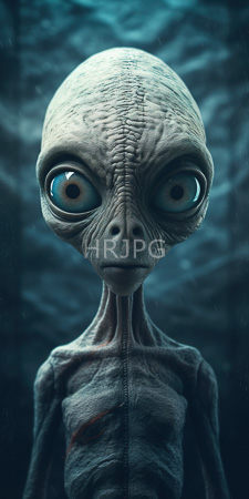 High Resolution: Alien with wrinkled pale gray skin and large blue eyes set in prominent sockets download. | HRJPG.com