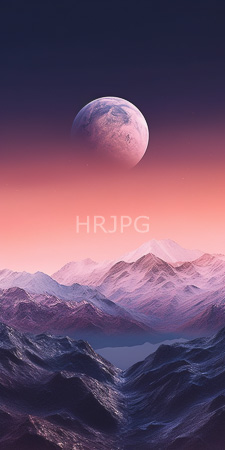 High Resolution: Ethereal surreal landscape with purple and pink-gradated mountains in foreground download. | HRJPG.com