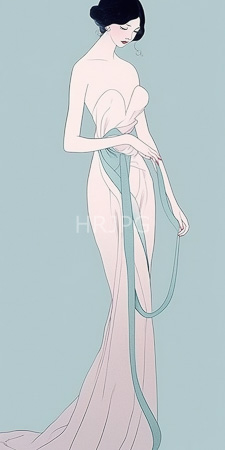 High Resolution: Elegant pale-skinned woman with black hair in an updo wearing a strapless flowing white gown that reveals her slender figure download. | HRJPG.com