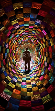 High Resolution: Abstract colorful tunnel with vibrant checkerboard pattern in shades like reds blues greens and yellows download. | HRJPG.com