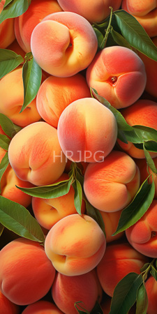 High Resolution: Numerous ripe peaches with soft orange-red skin and subtle yellow highlights download. | HRJPG.com
