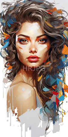 High Resolution: Attractive woman with curly brown hair light skin tone and striking amber eyes looking directly at viewer over shoulder download. | HRJPG.com