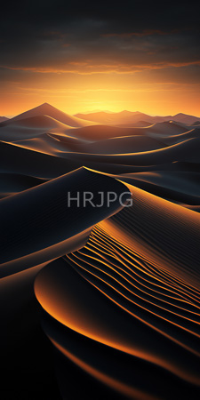 High Resolution: Expansive desert landscape at sunset featuring undulating sand dunes with intricate ridged patterns download. | HRJPG.com