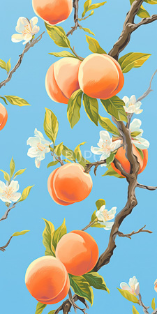 High Resolution: Orange tree branch against bright blue sky featuring vibrant oranges with subtle shading and green leaves interspersed among white blossoms download. | HRJPG.com