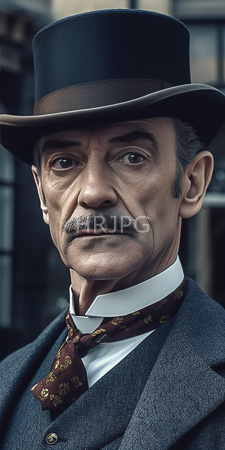 High Resolution: Older Caucasian man with fair skin gray mustache and hair under his black top hat download. | HRJPG.com