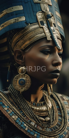 High Resolution: African woman with dark skin wearing ancient Egyptian-inspired attire and jewelry download. | HRJPG.com