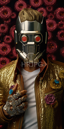 High Resolution: Androgynous person with blonde hair wearing metallic cyberpunk-style mask featuring red eyes download. | HRJPG.com