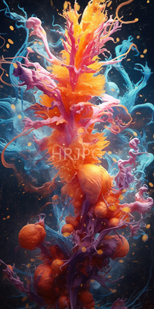 High Resolution: Abstract vibrant explosion of colors and forms against a dark blue background download. | HRJPG.com
