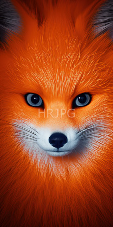 High Resolution: Anthropomorphic fox's face featuring vibrant orange fur with white accents around its muzzle and inner ears; striking blue eyes gazing forward download. | HRJPG.com