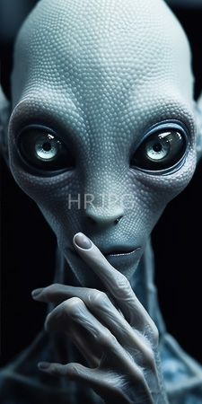 High Resolution: Alien with pale textured blue-green skin and large black eyes reflecting light download. | HRJPG.com