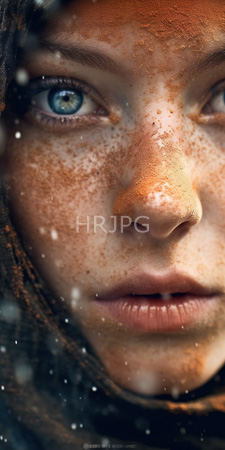 High Resolution: Close-up adolescent girl with fair skin blue eyes and prominent freckles on her nose and cheeks download. | HRJPG.com