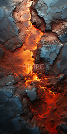High Resolution: Cracked textured rock surface with vivid orange and red molten lava flowing through central fissures download. | HRJPG.com