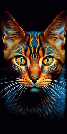 High Resolution: Orange tabby cat's face featuring vivid blue and green eyes and striking black stripes download. | HRJPG.com