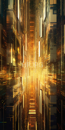 High Resolution: Abstract futuristic cityscape with vertical and horizontal neon-lit structures download. | HRJPG.com