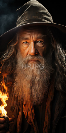 High Resolution: Elderly white man with long wavy gray hair and thick beard holding a small flame download. | HRJPG.com