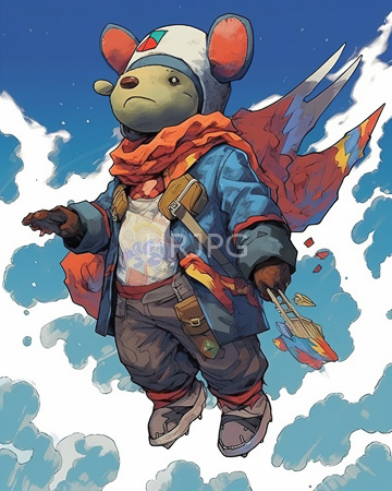 High Resolution: Anthropomorphic mouse character floating in mid-air wearing a red scarf and teal coat download. | HRJPG.com