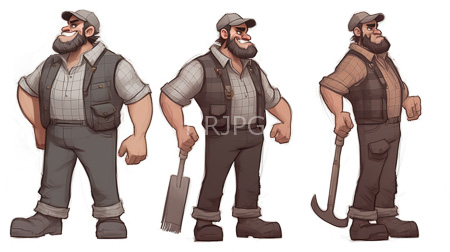 High Resolution: Three muscular bearded men with light skin and brown hair in different work outfits download. | HRJPG.com