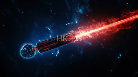 High Resolution: Asteroid with glowing red and blue energy trails hurtling through space at high speed download. | HRJPG.com