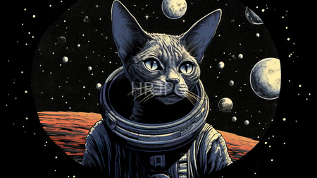 High Resolution: Anthropomorphic gray tabby cat with large ears wearing a detailed astronaut helmet and suit download. | HRJPG.com