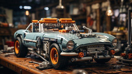 High Resolution: Intricately detailed LEGO model car resembling a vintage blue sports convertible download. | HRJPG.com