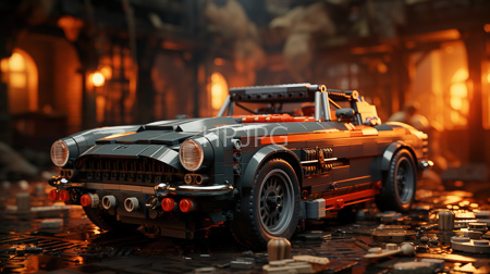 High Resolution: Intricately detailed gray LEGO model car resembling a classic muscle convertible with chrome accents download. | HRJPG.com