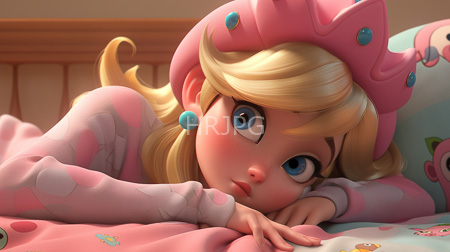 High Resolution: Princess Peach Mario anime-style character large blue eyes blonde hair pigtails pink pajamas crown hat decorated similarly download. | HRJPG.com