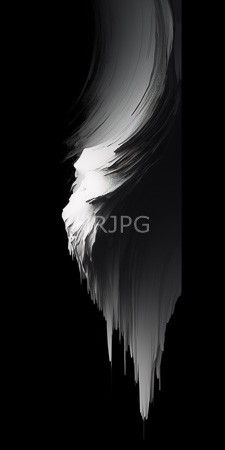 High Resolution: Abstract digital artwork smooth flowing white gray brushstrokes jagged edges solid black background texture resembles dripping paint ice melting download. | HRJPG.com