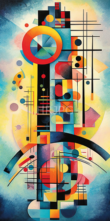 High Resolution: Abstract digital artwork geometric shapes vibrant colors reds yellows blues greens blacks oranges purples pinks overlapping circles download. | HRJPG.com