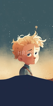 High Resolution: Anxious young boy curly blonde hair fair skin blue eyes gazing upward at stars twilight sky striped shirt red strap download. | HRJPG.com