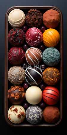 High Resolution: Arrayed tray containing twelve intricately decorated chocolate eggs unique toppings coatings nuts sprinkles drizzled icing textured shells download. | HRJPG.com