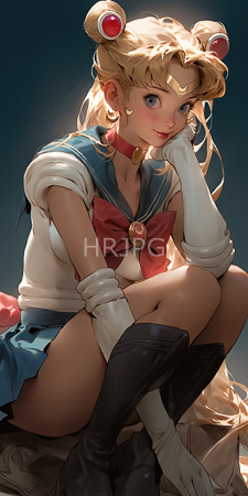High Resolution: Sailor Moon anime style realistic shading lighting effects blonde hair styled into two buns red circular accessories blue eyes download. | HRJPG.com
