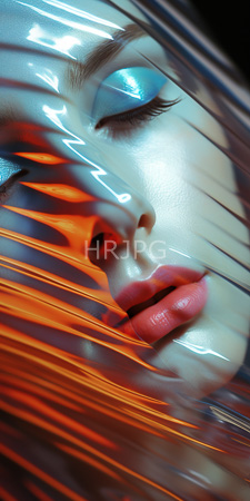 High Resolution: Asian woman's close-up face smooth skin subtle texture glossy finish blue eyeshadow on closed eyes long black eyelashes download. | HRJPG.com