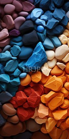 High Resolution: Abstract colorful rock formation featuring various-sized stones in vibrant hues including blue purple black white orange red download. | HRJPG.com