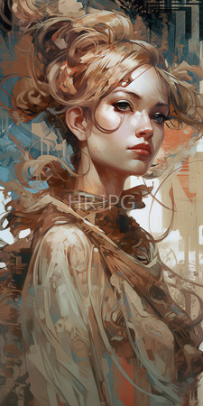 High Resolution: Ethereal fair-skinned young woman wavy blonde hair in loose curls atop her head gazes pensively to one side over delicate features download. | HRJPG.com