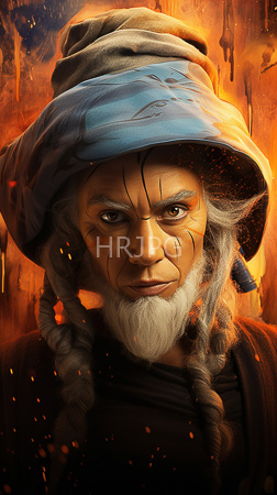 High Resolution: Elderly man deep wrinkles white beard mustache braided gray hair blue turban adorned in subtle patterns intense brown eyes download. | HRJPG.com