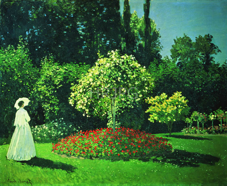High Resolution: Claude Monet Jeanne Marguerite Lecadre in the Garden 1867 download. | HRJPG.com