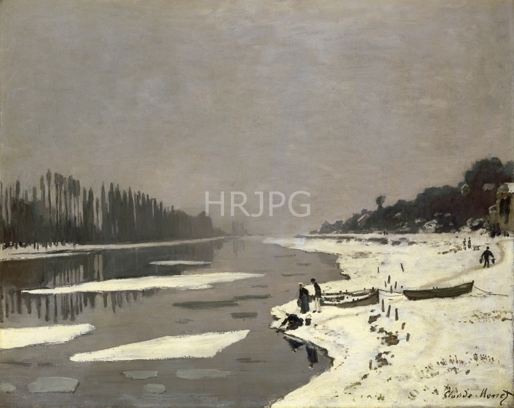 High Resolution: Claude Monet Ice Floes on the Seine at Bougival 1867 download. | HRJPG.com